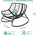 Fancyango Oversized Egg Rocking Chair for Indoor/Outdoor – All-Weather Wicker Rattan Lounge Chair with Cushion, Patio Rocker for Porch, Garden, or Balcony (Grey, 37.8" D x 36.6" W x 33" H)