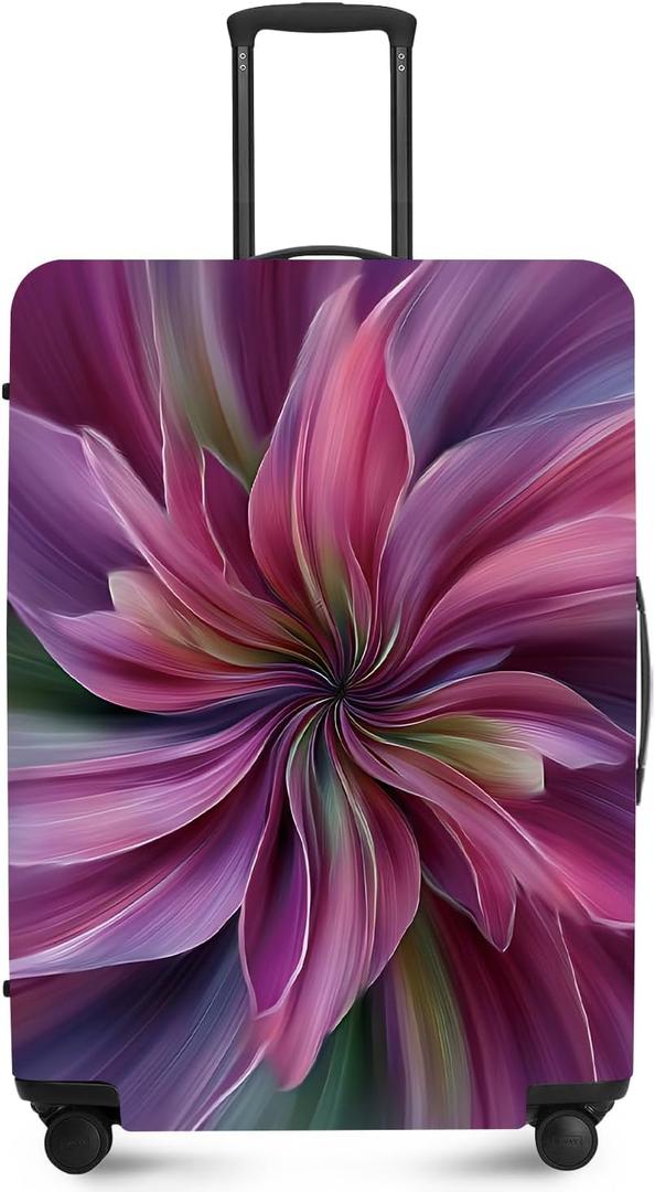 FOREVER QUEEN Pinkish Purple Flower Luggage Cover Suitcase Protector Suitcase Cover Anti-Scratch,Stretchable Bag Cover Washable Durable Polyester