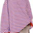 Darong Women Oversized Striped Color Block Long Sleeve Crew Neck Sweatshirt Casual Cotton Pullover Sweatshirts Fall Cloth (Small)