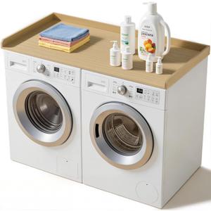 Laundry Washer Dryer Countertop: 54" x 27.5" Wood Washer Dryer Topper with 180lbs Capacity, Waterproof MDF for LG Samsung Front Load Washer and Dryer, Non-Slip Laundry Room Organization Table