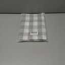 Amzdecor Grey White Buffalo Plaid Valance Linen Sheer Cafe Curtain Buffalo Check Plaid Rod Pocket Rustic Farmhouse Kitchen Window Treatment for Living Room Bedroom,1 Panel, 55''x15'',Silver Gray White