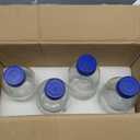 Yopay 4 Pack Glass Media Bottle 1000ml, Reusable Storage Bottles with GL45 Blue Screw Cap, Graduated Borosilicate Round Scientific Glass Container for Labs, Classrooms or Home Use