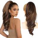 Clip On Ponytails Claw Clip Hair Extensions Ponytail Extension, 18" Pony Tail Hair Pieces for Women 2-In-1 Drawstring & Claw Clip Ponytail for Creating High, Low, or Side Ponytails