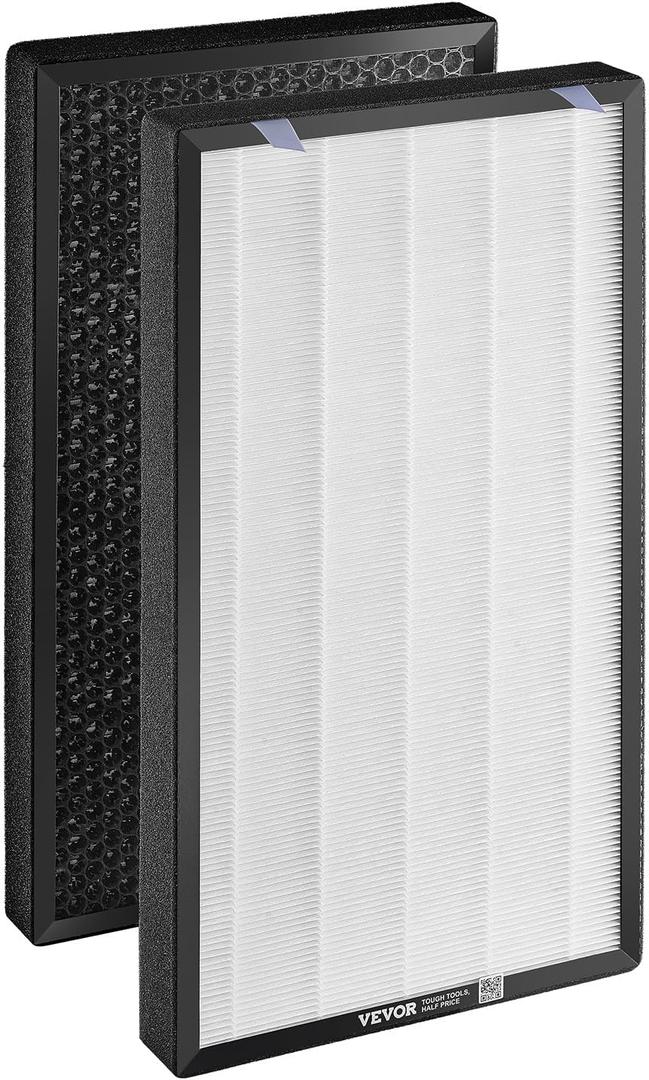 VEVOR Air Purifier Replacement Filter, H13, 2-in-1 Compact & Lightweight Replacement Filter with Non-Woven Fabric, Easy-to-Install Purifier Filter with Activated Carbon, Fit for Square Purifier