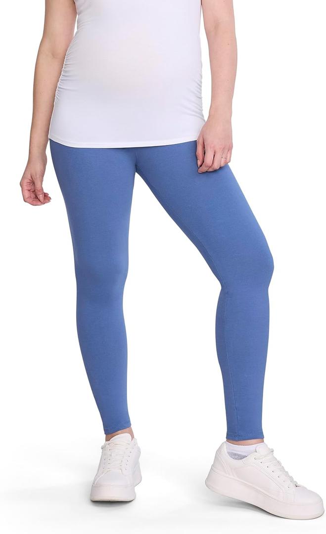 Motherhood Maternity Women's Essential Stretch Full Length Secret Fit Over The Belly Pregnancy Legging (Large, Moonlight Blue)