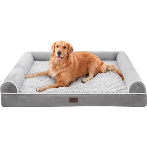 WESTERN HOME Dog Beds Large Sized Dog, Orthopedic Large Pet Bed with Waterproof Lining, Removable Washable Cover and Nonskid Bottom, Medium Couch, Grey (36.0"L x 27.0"W x 6.5"Th)