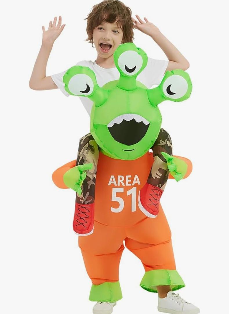 COMIN Halloween Inflatable Alien Costume Kids Cosplay Costumes Funny Ride on Blow Up Costumes Alien Suit for Teens