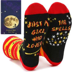 3 x Cute Birthday Gifts for Women Wife Daughter Sister Novelty Socks with Fun Wizard Witch Themed for Her