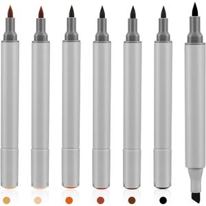 Leinuosen 6 Pack Dual Tip Leather Dye Marker Pens Touch up Pen Shoe Marker Leather Flow Marking Pen for Furniture Scratches Shoe Repair Kit Paint, 6 Colors