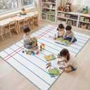 6.6 X 3.9 ft Lined Book Classroom Carpet Non Slip Playmat, 6'7" x 3'11"