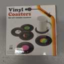 6-Coaster Set Retro Vinyl Coasters, Non-Slip & Heat-Resistant Cup Mats for Cold & Hot Drinks, Fits All Cup Types, Ideal Gift for Music Lovers & Retro Decor Fans (4.1 Inches)