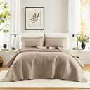 Comfort Spaces King Quilt-All Season Bedding, Taupe Bedspread With Double Sided Stitching Design, Soft Summer Blanket Matching Shams Coverlet Kienna Collection (120"x118") 3 Piece