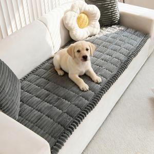 Mivnue Pet Couch Cover, Couch Covers for Dogs, Washable Dog Sofa Covers Couch Protector, Fuzzy Non Slip Couch Slipcover Pet Friendly (Dark Grey, 27.6" x 70.9")