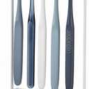 Stainless Countertop Toothbrush Holders Stand, Rustproof Bathroom Organizer with 5 Ventilated Slots to Hold Manual Toothbrushes and Razor, Metal Storage Collection for Family, Suitable for Home Vanity