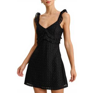 RIHOAS Womens Sleeveless Mini Dress Y2k Summer V Neck A-Line Short Dress Bodycon Vacation Going Out Mini Dresses (Black, M)