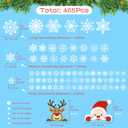 5 x 465 PCS 10 Sheet Double-Sided Christmas Window Clings, Christmas Snowflake Window Clings Stickers for Glass, Xmas Holiday Santa Claus Reindeer Snowflake Decals for Party