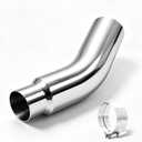 4" to 5" Exhaust Elbow Pipe Tip Polished 23'' Length Steel w/Clamp