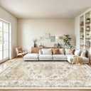 AMADA HOMEFURNISHING 9x12 Area Rugs, Low-Profile Large Washable Area Rug with Non-Slip Backing & Durable Edge Binding, Vintage Rugs for Living Room, Bedroom & Dinning Room