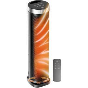 Space Heater for Indoor Use with Remote - 70 Oscillating Tower Electric Heater, 24 Inchs, 12H Timer, 1500W Quiet PTC Ceramic Heating with Thermostat, Fast Safety Heat for Office, Home, Bedroom