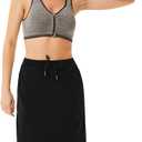 JACK SMITH Women's Stretchy Knee Length Skirts Athletic Skorts for Woman Drawstring Waist with Mesh Shorts Pockets (Black, M)