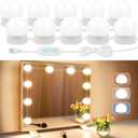 LED Vanity Lights For Mirror, Vanity Lights Stick on with 10 Dimmable Bulbs, 3000K 4000K 6500K & 10 Level Brightness Adjustable, USB Cable, Hollywood Mirror Lights for Makeup Dressing Room Bathroom
