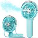 SWEETFULL Portable Misting Fan - 180 Foldable Handheld Personal Fan with Mist Spray, 3 Speeds, 30ml Water Tank, USB Rechargeable - Ideal for Travel, Outdoors, Makeup, Camping, Home, and Office Use (Blue)