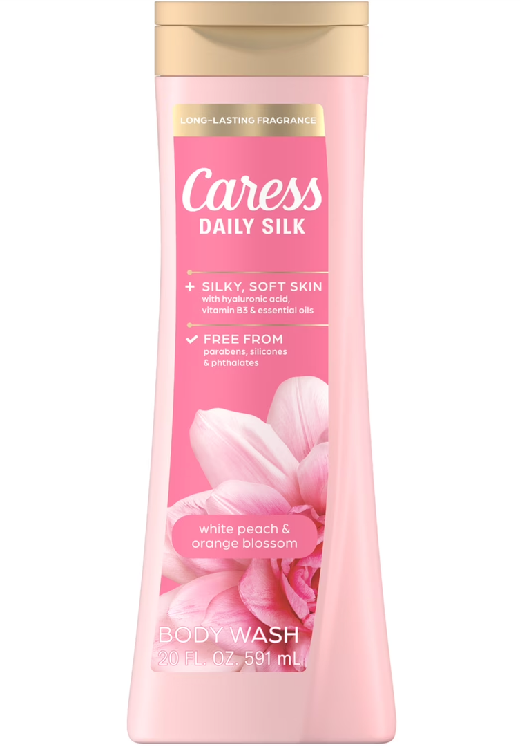 Caress Body Wash for Women, Daily Silk White Peach & Orange Blossom, Shower Gel Body Wash Moisturizing for Noticeably Silky, Soft Skin, 20 fl oz, 3 Pack