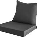 Outdoor Chair Cushion SetFade Resistant Thick Memory Foam 24 * 24in Seat Cushion Set, Waterproof Patio Chair Cushion with Durable Ties for Outdoor Furniture (Grey)