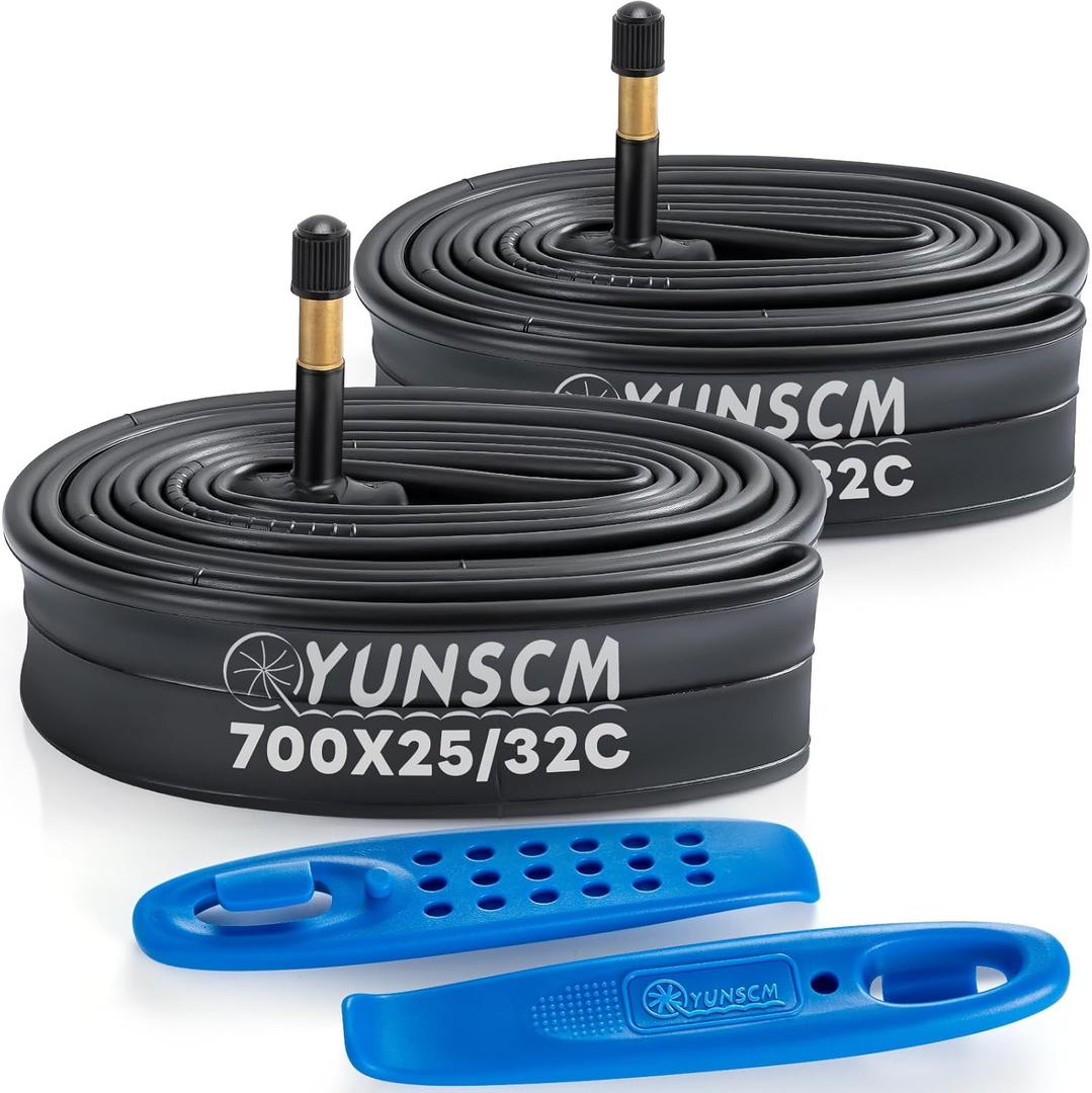 700C Bike Tubes 700x25C/28C/30C/32C AV48mm Schrader Valve Premium Butyl Rubber 700C Bicycle Tubes Compatible with 700 x 25C 700x26C 700x28C 700x30C 700x32C Bike Tire Tubes