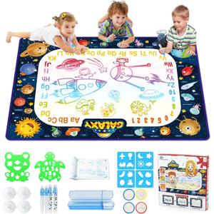 Jasonwell Aqua Water Doodle Mat 40x28 Inches Large Magic Drawing Doodling Mat Coloring Mat Educational Toys Christmas Birthday Gifts for Kids Toddler Boys Girls Age 2 3 4 5 6 7 8 Year Old (Galaxy)