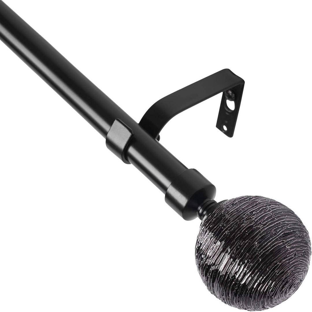 Standard Decorative Curtain Rod Set with Round Ball Finials, 3/4 Inch Diameter Decorative Window Curtain Rod ,28 to 48 Inch,Black Standard Decorative Curtain Rod Set with Round Ball Finials, 3/4 Inch Diameter Decorative Window Curtain Rod ,28 to 48 Inch,Black