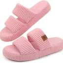 LongBay Slippers for Women Memory Foam Open Toe Slide Indoor House Shoes Slip On Bedroom Comfy Gift, US 11-12