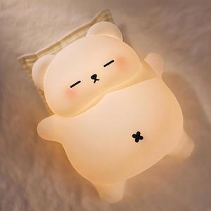 Sleeping Snoring Bear Night Light Nursery lamp for Kids,3-Level Dimmable,30Min Auto-Off Timer,Rechargeable Type-C, BPA-Free & Food-Grade Silicone for kid room bedroom Decor kids gift