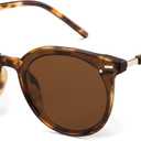 Livho Polarized Sunglasses, Retro & Oversized Shades for Women with Round Lenses, A1 Brown Tortoise/Brown