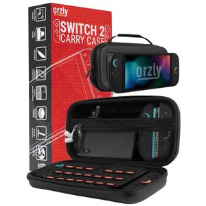 Orzly Case Compatible with Nintendo Switch 2 Protective Carry Case (2025 Model) with Screen Padding, Game Card microSD Pockets for Console and Accessories Screen Size 7.9" - Gift Boxed (Black)