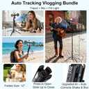 Tripod for iPhone with Light and Remote, Wireless Microphones, 71" Auto Face Tracking Phone Stand for Video Recording, Content Creator Essentials Vlogging Kit for YouTube, TikTok, Live Streaming