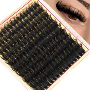 Volume Lash Clusters with Spiky Manga Lash Clusters 200D Eyelash Clusters 10-18MM Thick D Curl Cluster Eyelash Extensions 3D Wispy Cluster Eyelash Extensions by FANXITON