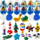 JOYIN 12 Pcs Pre-Filled Easter Eggs with Cute Characters Building Blocks for Kids' Gift, Hunt, Basket Stuffers/Fillers, Party Favor, Classroom Prize Supplies