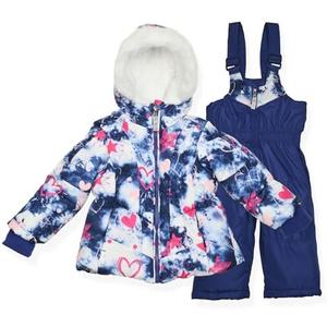 Arctic Quest girls Bib Snow Pants and Ski Jacket Water-resistant Snowsuit for Kids Winter Hooded Jacket Size 4