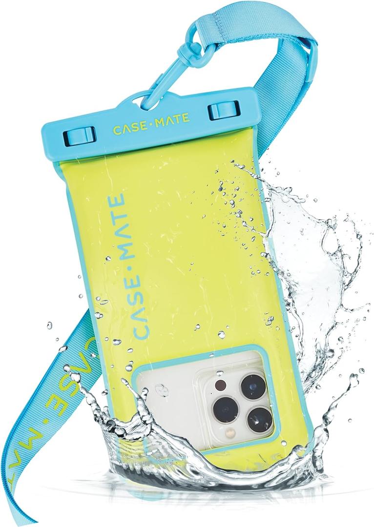 Case-Mate IP68 Waterproof Phone Pouch - Floating Waterproof Phone Case with Crossbody Lanyard - Beach Cruise Ship Travel Essentials - Compatible with All Devices - Touchscreen Friendly - Citrus Splash