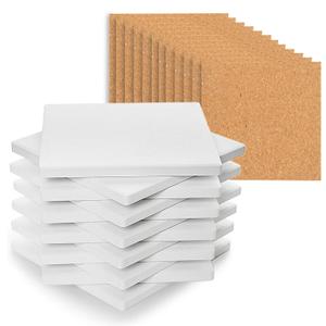 Ceramic Tiles for Crafts Coasters - 12Pcs Blank Unglazed White Tiles for Painting, Alcohol Ink, Acrylic Pouring - Make Your Own Coaster - Cork Backing Pads Included (4x4 Inch) (24 Piece Assortment)