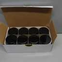Vivaplex, Clear, 8 ounce, Round Glass Jars, with Black Lids - 8 pack