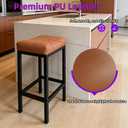 Set of 2 Backless Bar Stools 24 Inch, Modern Counter Height Stools with Soft Faux Leather Padded Saddle Seat, Heavy Duty 300LB Capacity for Kitchen Island,(01brown-24 Inch)