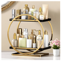 2-Tier Bathroom Organizer Countertop, Gold Black Perfume Organizer for Dresser, Multi-Purpose Makeup Organizer, Large Cosmetic Skincare Organizers, Exquisite Vanity Storage, Ideal for Gift