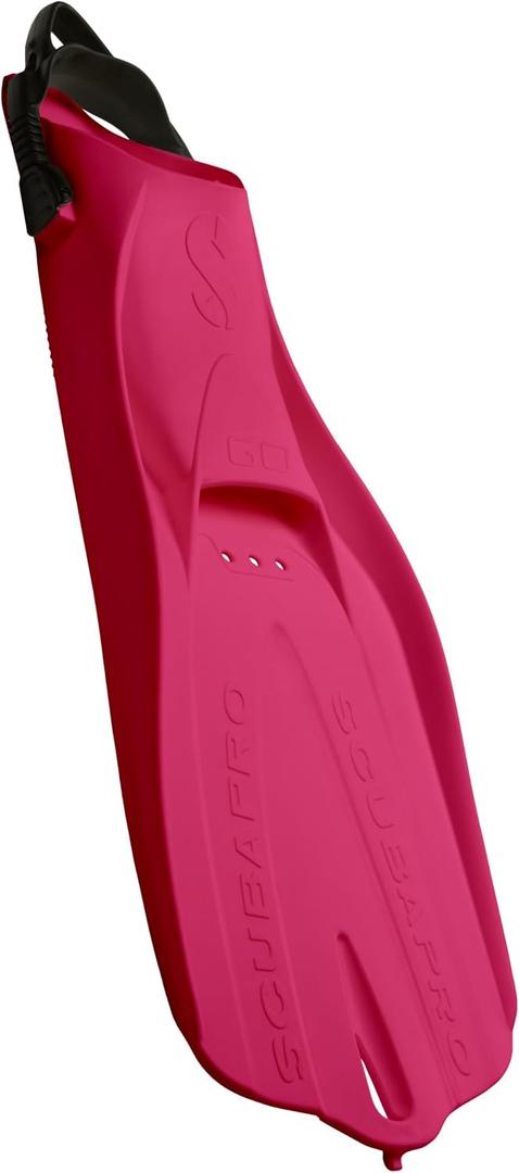 SCUBAPRO GO Travel Scuba Fin for Snorkeling, Scuba Diving and Swimming, Pink Scuba Fin with Black Bungee Open Heel Strap, X-Small/Small