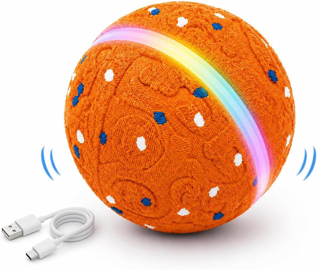 Interactive Dog Ball Toy[Newly Upgraded], Durable E-TPU Material, 3 Play Modes with Colorful Lights, E-TPU USB-C Rechargeable, IPX7 Waterproof Rating for Puppy, Medium and Large Dogs