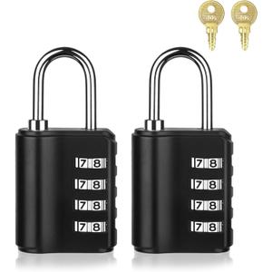 Combination Lock Outdoor with Key Outdoor Waterproof, 4 Digit Padlock for School Gym Sports Locker,2 Pack Padlock with Hasp Storage, Combination Padlock, Cabinet Doors, Fence, Garage