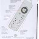 Southwire Woods Indoor 8-Outlet Power Strip Timer - Power Strip with Built-In Mechanical Timer - Programmable Outlet Strip - Grounded Outlets - Daily Power Control - White