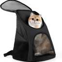 Dog Carrier Backpack Breathable for Small Pets/Cats/Puppies, Pet Carrier Bag with Mesh Ventilation, Safety Features and Cushion Back Support for Travel Hiking Camping Outdoor (Black-Larger Size)