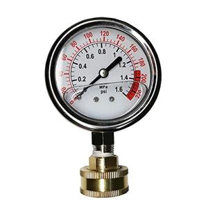 Stainless Steel 304 Liquid Filled Water Pressure Test Gauge,0-220psi, 2-1/2" Dial Display,Oil Gauge.Female 3/4" GHT Garden Hose Thread.